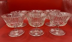 Vintage Set Of 6 Anchor Hocking Stars & Stripes Clear Sherbet Dishes 1940’s
