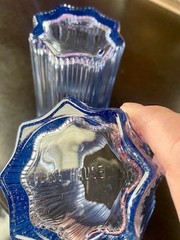 Glass Hause Ribbed Glass Tumblers Blue, mint condition 2 each