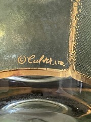 (3) Culver Rocks Tumbler Glasses~Leaves~ 22-Karat Gold~Frosted Green~VINTAGE