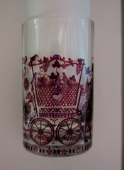 2 Rare Kurt Hammer Shot Glasses, Deer/Hunter & Grape Harvest Red Purple Germany