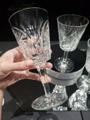 (3) Water Wine Glasses fans Pinwheel buzzstar crystal facet Leanore American Cut