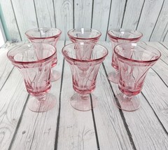Vintage Pink Fostoria Crystal Jamestown Swirl 6” Iced Tea Goblets 8 oz Set of 6