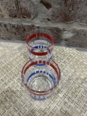 Set of 2 Libbey Patriot Red, White & Blue 3″ Rocks or Juice Glasses