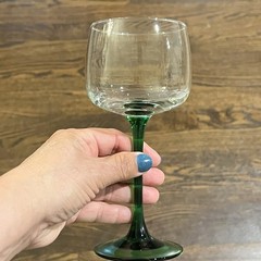 French Green Stem Wine Glass Set-Made In France 4 Luminarc 7 inches
