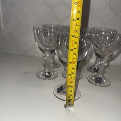 MIKASA CLEAR PARTHENON 7 OZ WINE 6″ GLASSES GOBLETS IONIC COLUMN STEM Set Of 7