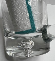 Set of 6 Beer Mugs Crystal Glass Hand Blown Bubble Base Modern Cosmopolitan EUC