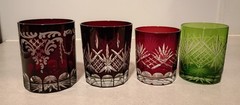 Lot Of 4 Assorted Cut To Clear Whiskey Glasses