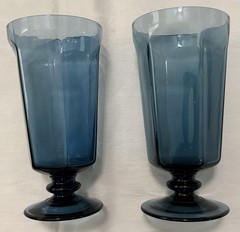 Lenox Vintage Dark Blue Iced Tea Footed Tumblers Glass, SET of 2, 1970’s