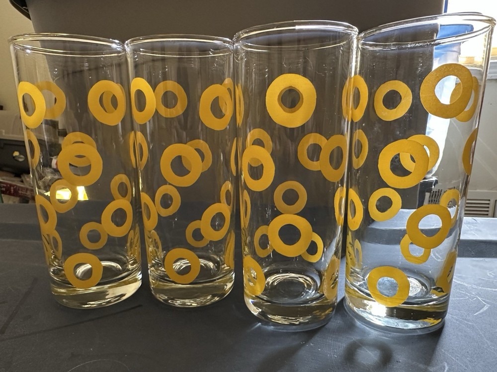 set of 4 Vintage Mid-Century Modern Tom Collins Glasses Highball Tumblers