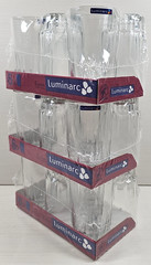 18) Luminarc Lancer 9 Oz Flat Tumblers Set Vintage Clear Cut Cristal Arcoroc Lot