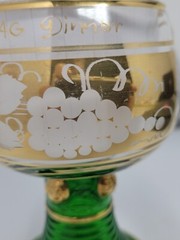 ROEMER GERMAN Military Assistance Wine GLASS Goblet w/ Etched Grapes 1963