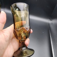 Duz Crystal Detergent Promo Stemware Vintage Pair of Goblets Smoke Brown