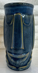 VINTAGE LIBBEY TIKI MUG MOAI FACE BLUE CERAMIC HAWAII BARWARE