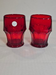 Rare Vintage Dalzell Viking Arlington Ruby Flat. Tumblers Set of Two Excellent