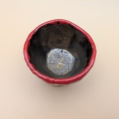 sake cup　”GUINOMI　HAGI-YAKI” 　vermilion,red 01