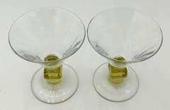 8 Bryce Swirl Optic Uranium Glass Champagne Cocktail Glasses Vintage MCM 4″
