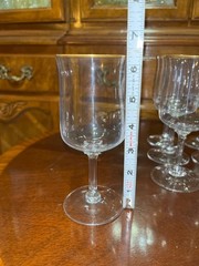 Set of 35 Lenox Crystal Glasses Intrigue Gold Trim 12 Wine 12 Water 11 Champaign