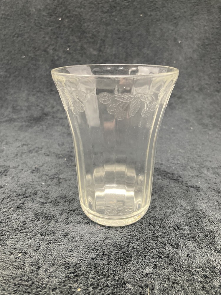 Clear cherry blossom depression glass flat tumbler