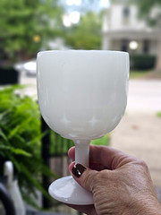 Vintage Indiana Glass Constellation Milk Glass Goblet Water Wine Chalice