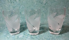 Lenox Fanlight Tumblers Cut Glass Lead Crystal Frosted. Set Of 3 GORGEOUS!