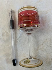 Czech Bohemia Crystal Liqueur Cordial Glasses Gold Trim Cut to Clear Set of 4