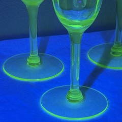 6 Cambridge Apple Green Uranium Glass Etch Cordial 704 Windows Border 1930s