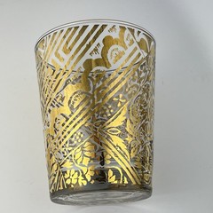 Vintage Hollywood Regency Gold Gilt Glasses MCM Cocktail Tumblers Pair