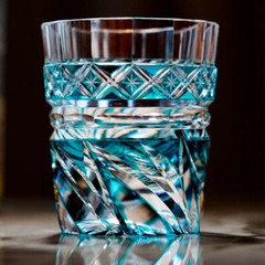 Sky Blue Edo Kiriko Aozora Kaze Whisky Glass With Gift Box 200ml Crystal Cup