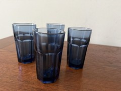 Set Of 3 Libbey Gibraltar Dark Blue Tumblers.#12