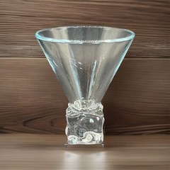 Vintage Disaronno Square Base Melting Ice Cube Martini Cocktail Glass