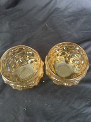 2 Anchor Hocking Lido Milano Honey Gold Roly Poly Tumblers MCM
