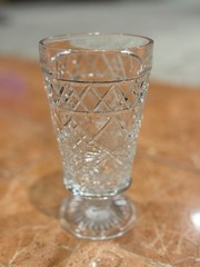 HAZEL ATLAS BIG TOP PEANUT BUTTER ICED TEA TUMBLER CLEAR GLASS PRESCUT DIAMOND