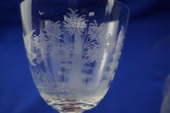 Hunt Safari Animal Scenes-(6) Water Goblets, 5 3/8″ -LOT F (B61)
