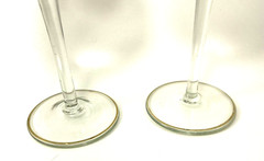 Hand Painted Gold Trim MCM Claret Wine Glass (2) Romanian Butterfly Yellow Pansy