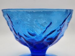 Set Of 4 Seneca Driftwood Delphine Royal Blue Crinkle Footed Sherbert Dessert