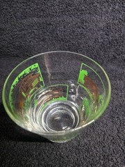 Vintage MCM Green Gold Architectural Rocks Glasses Set of 5 Old Fashioned