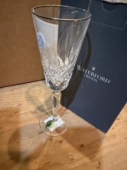 Waterford Lismore Pattern Platinum Rim Tall Flute Champagne Glasses Set of 4