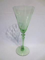 CENTRAL GLASS WORKS GREEN DIAMOND OPTIC WATER GOBLET #1440