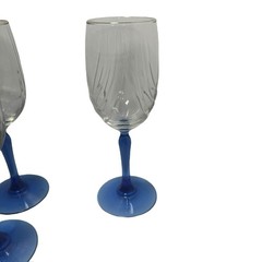 VTG Set 5 LENOX COBALT BLUE SWAG DRAPED 8” WINE GLASS WITH ELEGANT GOLD RIM 8oz