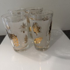 Vintage Libbey Frosted Gold Leaf Juice / Cocktail Glasses 6 oz. – Set of (4)