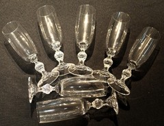 American Cut Iris Set Of Seven Fluted Champagne Glasses