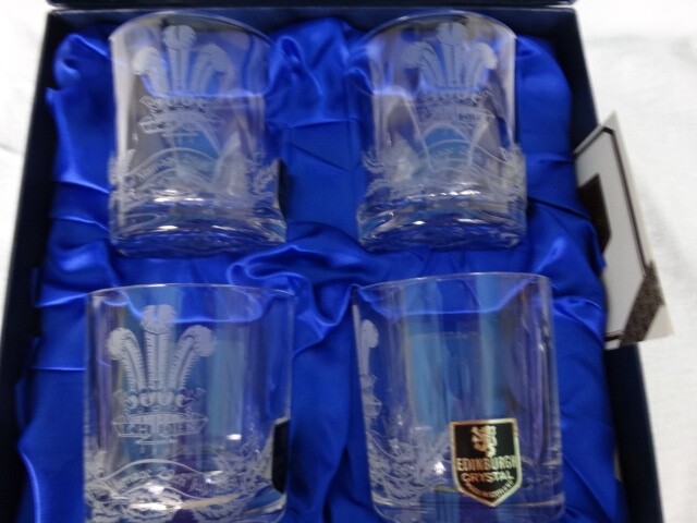 4 Edinburgh Crystal Royal Wedding Charles + Diana Commemorative Old Fashioned
