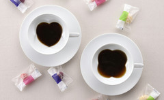 Heart in Clover Coffee Cup & Saucer Set White Porcelain Arita Ware Made in Japan
