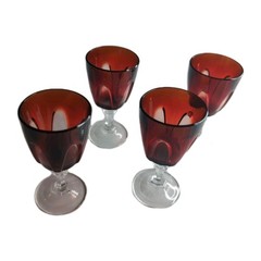 Cristal D’Arques Durand Red Gothic Cordial Glasses 3.25″ France Set of 4