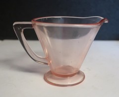 Vtg Pink Depression Cream & Open Sugar Matching Caddy Westmoreland Modernistic