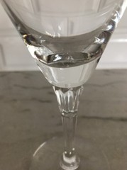 FOSTORIA CRYSTAL GOLDEN FLAIR GLASS STEM # 6087 WATER GLASSES 7″ Vintage MCM