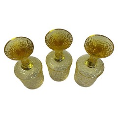 Lenox Hand Blown Crystal Goblets Yellow Set of 3 Vintage Stemware USA