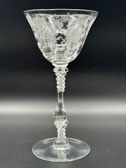 4 Cambridge Rose Point Etched Crystal Wine Goblets Stem 3121 Vintage 6 in