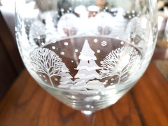 Libbey VTG 80’s Frosted Winter Fir Tree Wine Beverage Glasses Goblets 9 pc Nice
