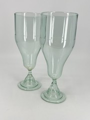 2 Antique handblown rum runner glasses Pale green 1930s Barware 7.25″H Vintage
